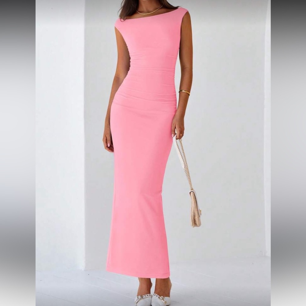 Elegant Pink Bodycon Maxi Dress